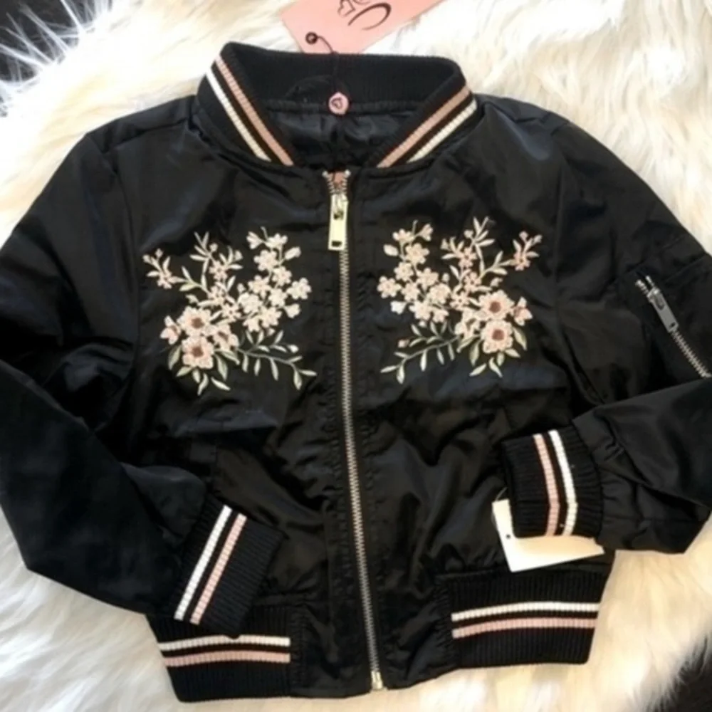 Urban Republic Floral Embroidered Bomber Jacket NWT